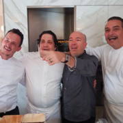 Italo Bassi chef du restaurant Confusion recevait hier 3 chefs pour célébrer les Champagne Blin à Porto Cervo