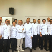 Yves Thuriès et Alain Ducasse à Yssingeaux pour fêter la fin d’étude de la 1ère  promotion de Bachelor en Arts culinaires et Pâtisserie Française